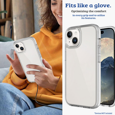 iPhone 15 Shockproof Case Cover with Wireless Charging Support - Easy Grip, Slip-Proof, Screen & Camera Lens Guard - Black